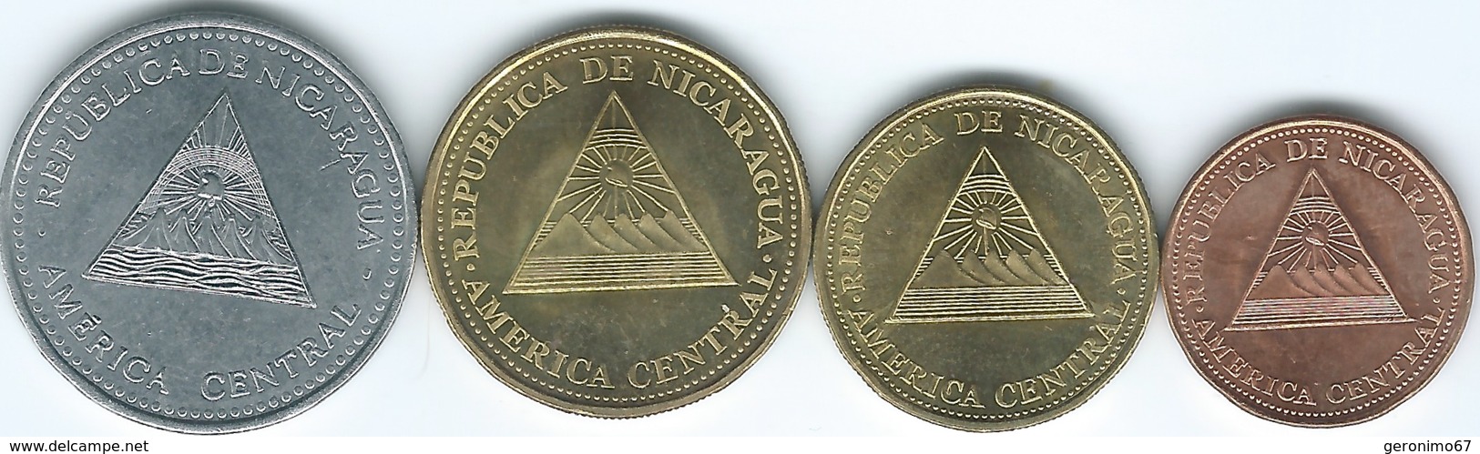 Nicaragua - 2002 - 5, 10 & 25 Centavos (KMs 97-99) & 2007 - 1 Córdoba (KM101) - Nicaragua