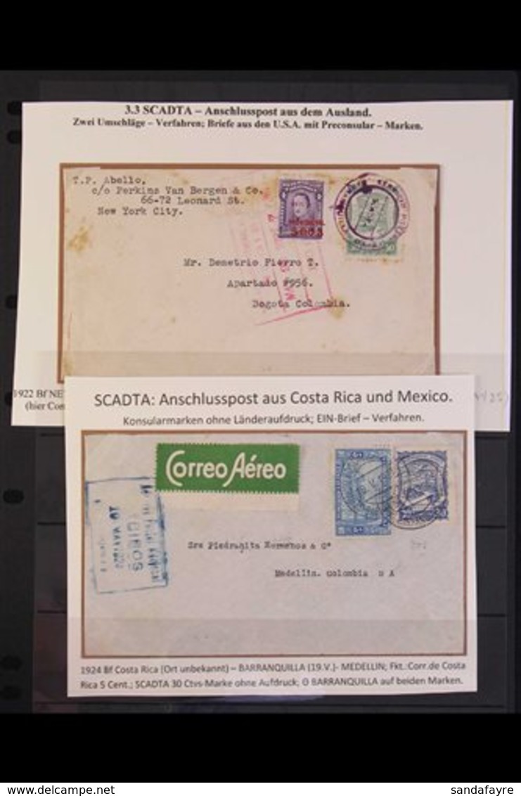 SCADTA COVERS COLLECTION  1922-27. An Interesting Collection Of Airmail Covers, Well Written Up (in German) On Stock Pag - Colombie