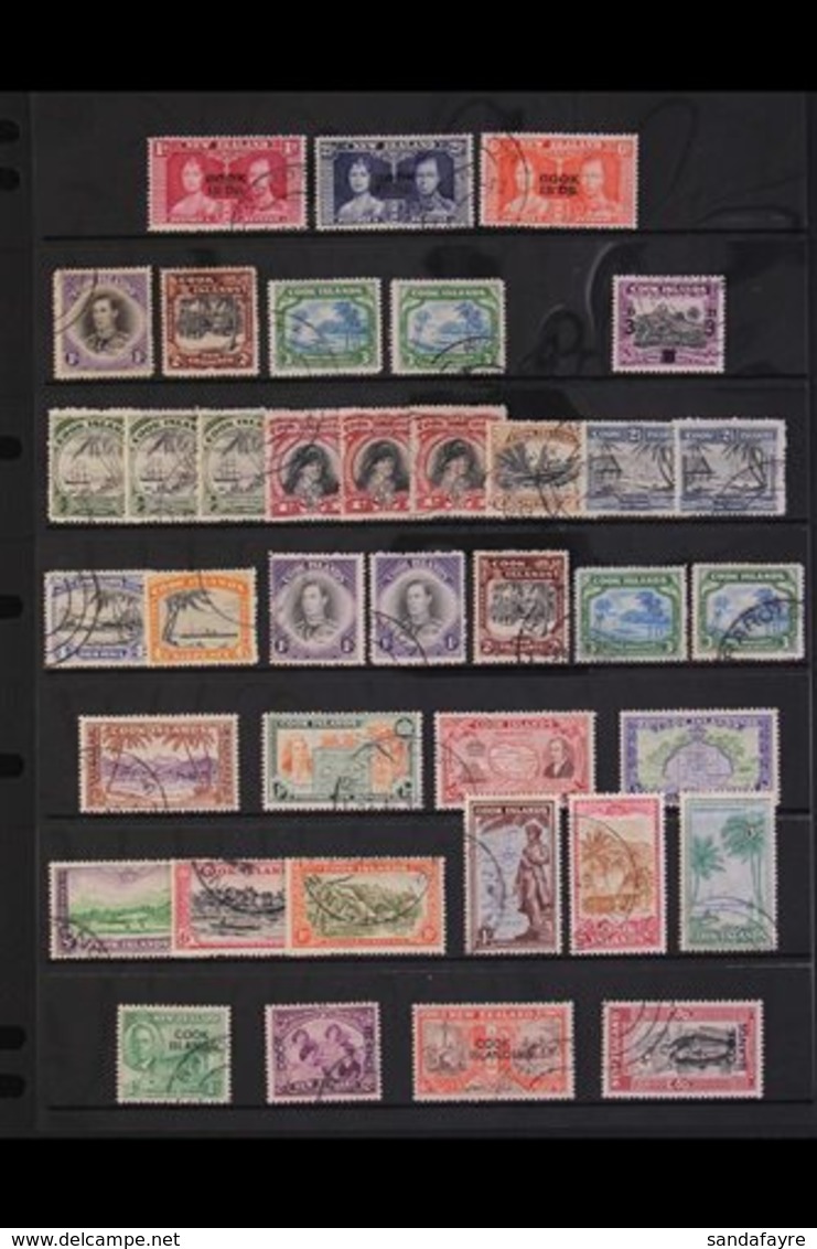 1937-52 KGVI USED COLLECTION  Presented On A Stock Page & Includes 1938 Set Plus 3s Shade, 1944-46 Set Plus 3s Shade, 19 - Cookinseln