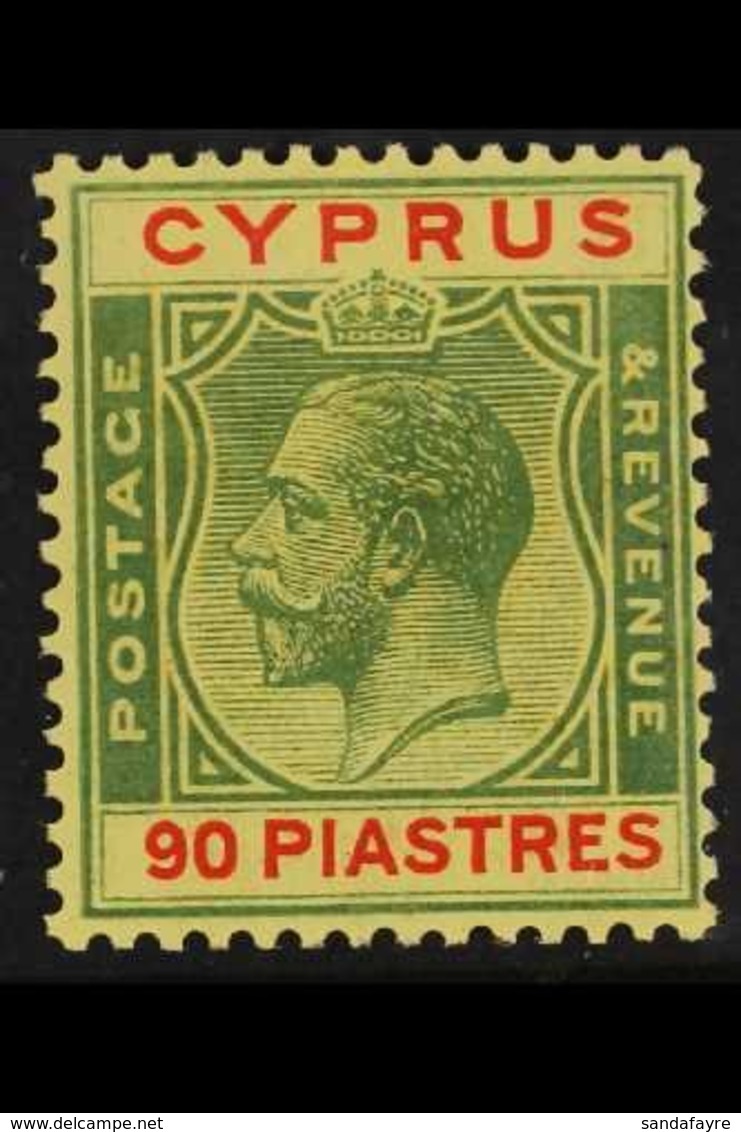 1924-28  90pi Green & Red On Yellow, SG 117, Very Fine Lightly Hinged Mint, An Attractive Example Of This High Value. Fo - Other & Unclassified