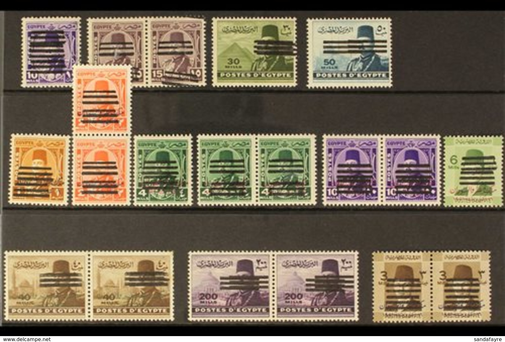 1953-54 FAROUK OBLITERATED VARIETIES.  A Never Hinged Mint Selection Of King Faouk Varieties That Includes 1944-51 Issue - Otros & Sin Clasificación