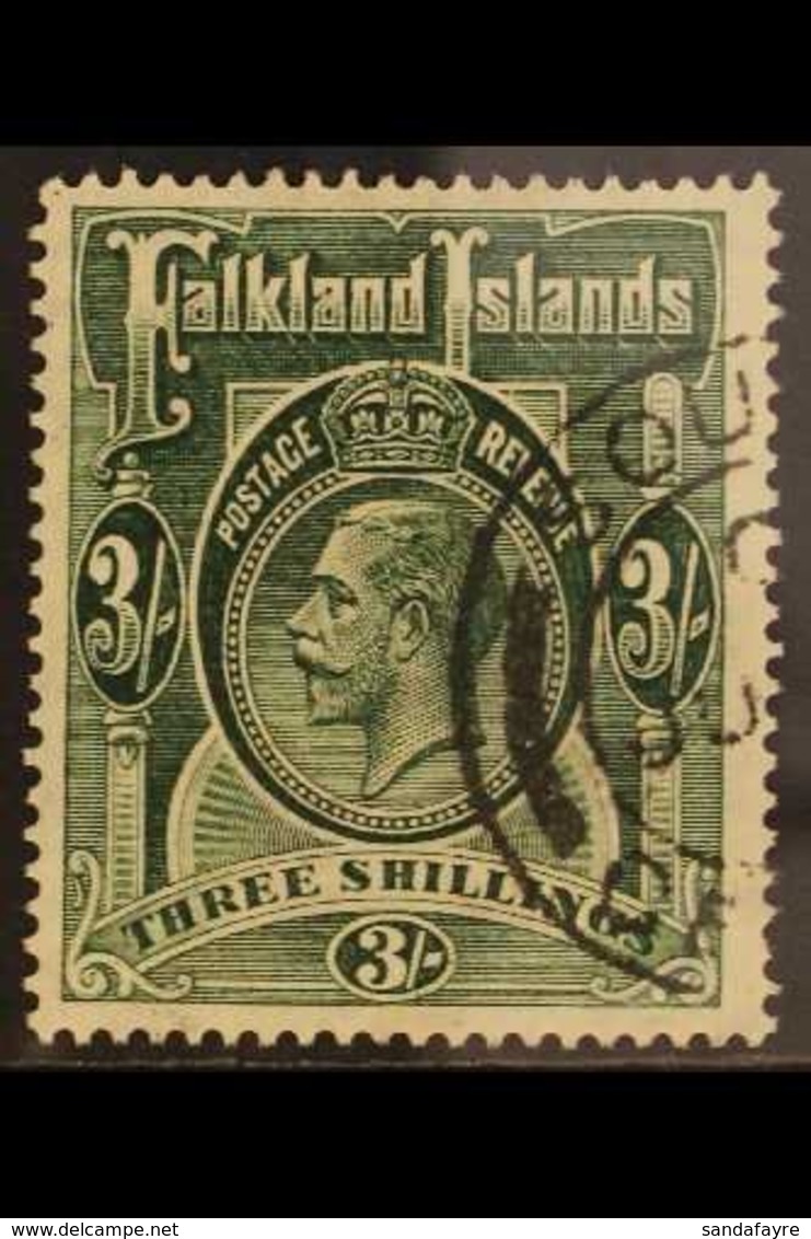 1921  3s Slate Green, Wmk Script, SG 80, Very Fine Used, South Georgia Cds. For More Images, Please Visit Http://www.san - Falkland