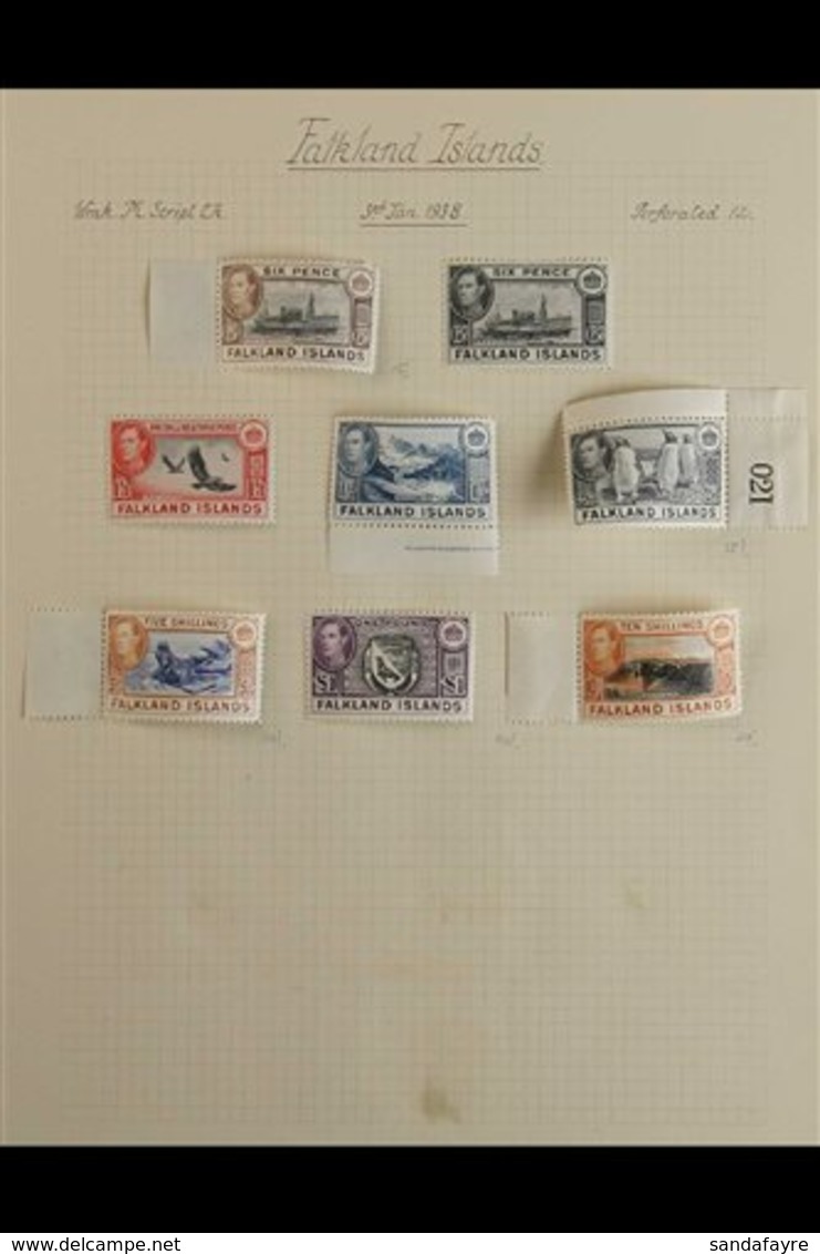 1937-1952 SUPERB MINT COLLECTION  On Leaves, Some Stamps Are Never Hinged. Includes 1938-50 Pictorials Most Vals To £1 I - Falklandeilanden