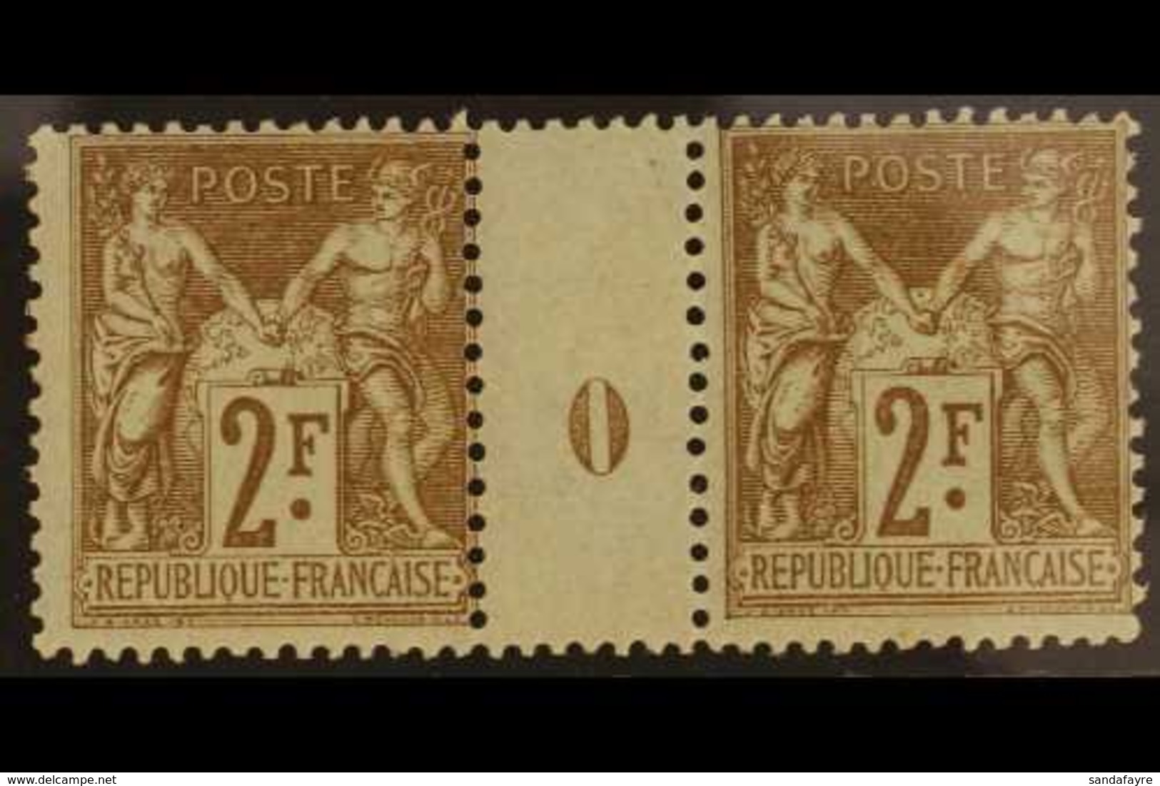 1898-1900  2f Brown On Pale Blue Sage (Yvert 105, SG 287), Fine Mint Horizontal Gutter MILLESIME NUMBER '0' PAIR (both S - Autres & Non Classés