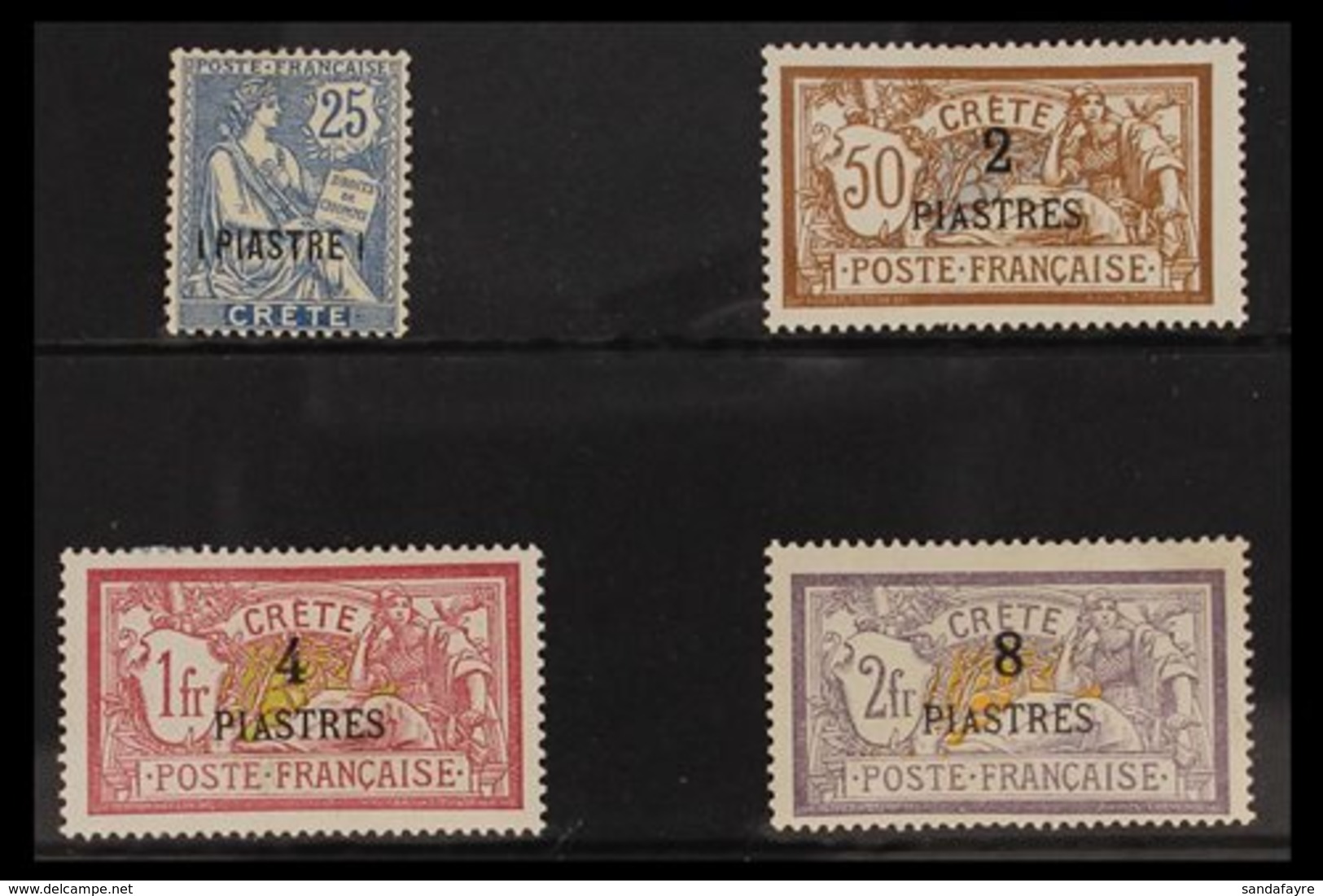 CRETE  1903 Surcharged Set To 8pi On 2f, Fine Mint (4 Stamps) For More Images, Please Visit Http://www.sandafayre.com/it - Autres & Non Classés