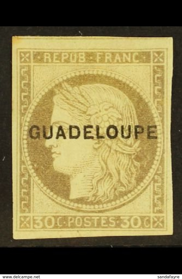 GUADELOUPE  1891 30c Brown Ceres, Overprinted, Yv 12, Very Fine Mint. For More Images, Please Visit Http://www.sandafayr - Otros & Sin Clasificación