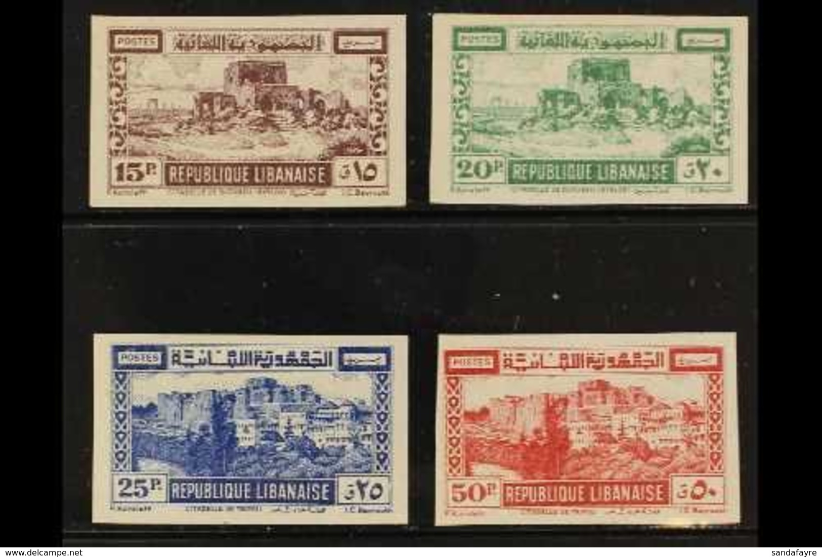LEBANON  1945 Castles Complete IMPERF Set (Yvert 193/96, SG 290/93), Superb Mint Mostly Never Hinged, Fresh. (4 Stamps)  - Andere & Zonder Classificatie