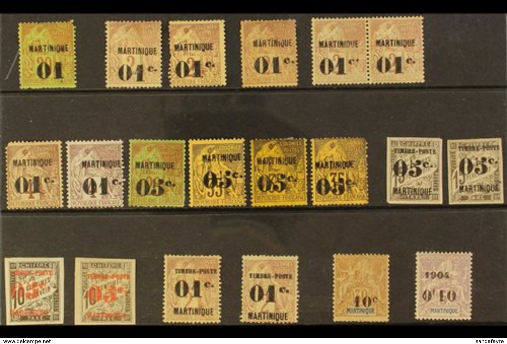 MARTINIQUE  1888-1904 MINT SELECTION On A Stock Card. A Useful Surcharged Selection Of Postal & Postage Due Issues. Some - Sonstige & Ohne Zuordnung