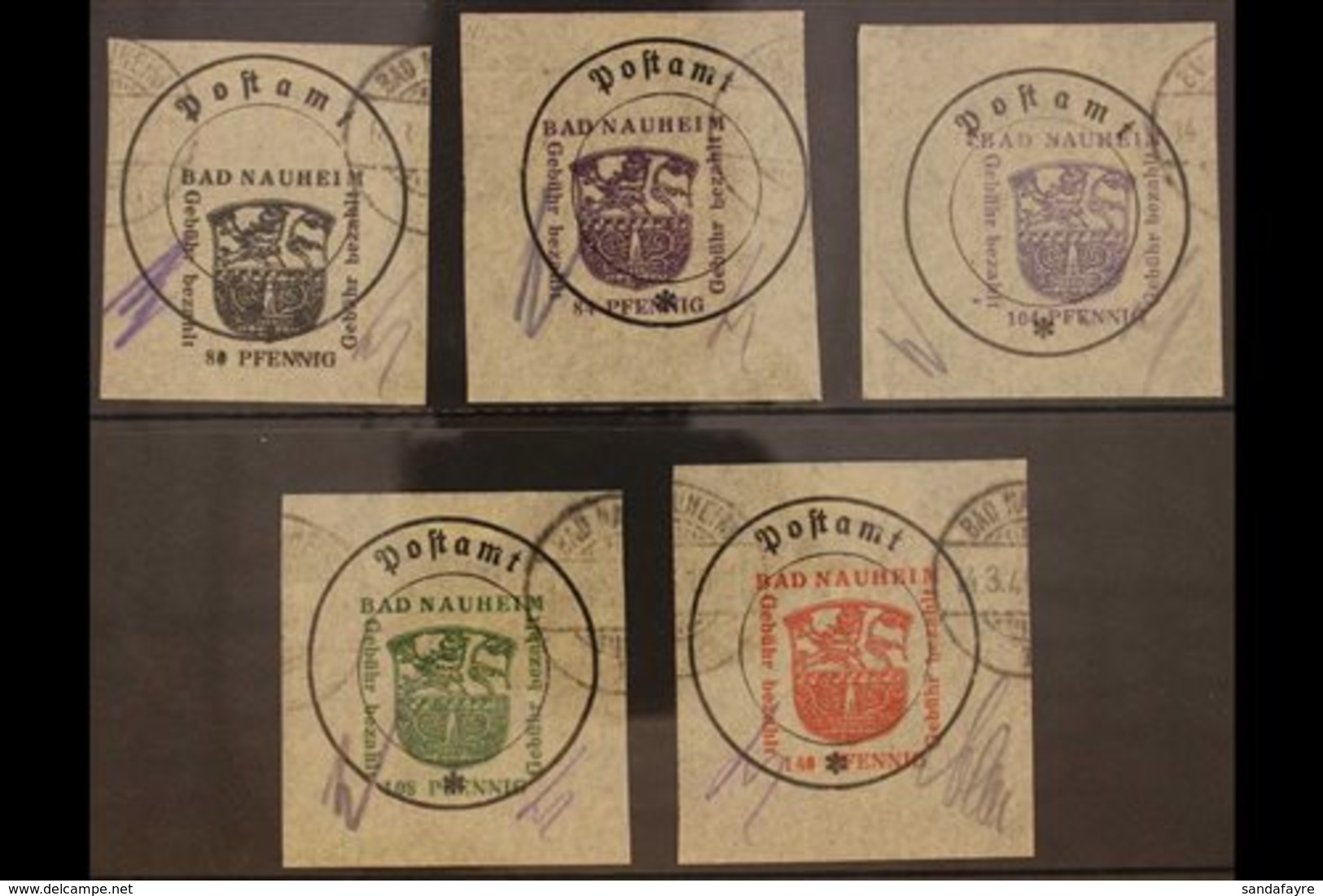BAD NAUHEIM  1946 Local Stamps Complete Basic Set, Michel 4/8, Fine Used Cancelled To Order, Fresh & Scarce. (5 Stamps)  - Autres & Non Classés