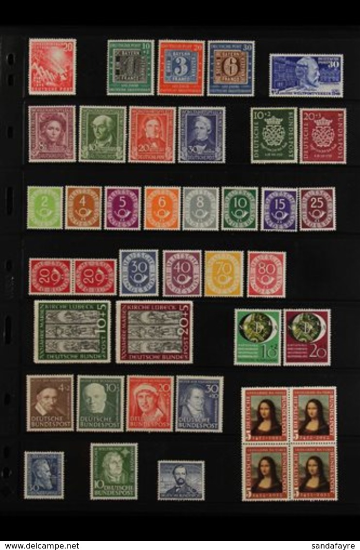 1949-1956 VALUABLE MINT & NHM COLLECTION  On Stock Pages, Includes 1949 20pf Parliament & Centenary Set NHM, 1949 30pf U - Other & Unclassified