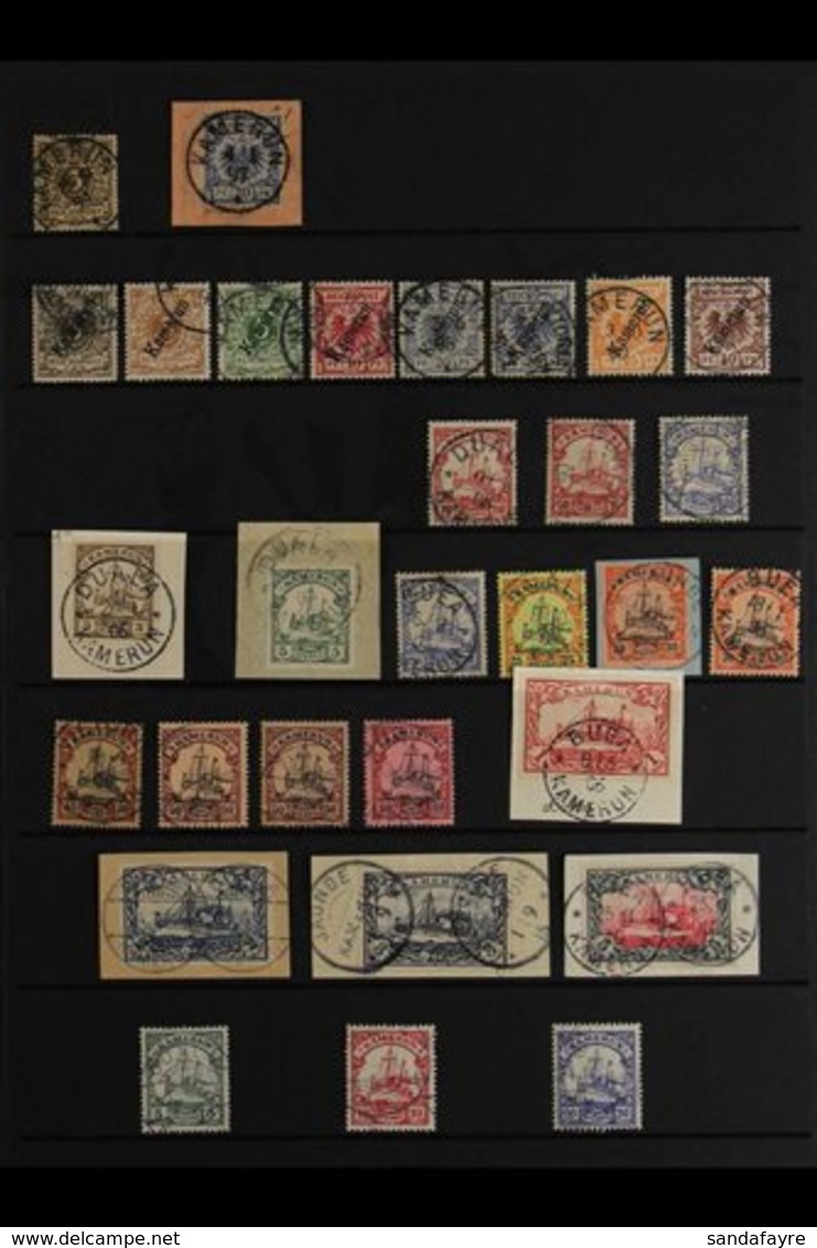 CAMEROON  1890-1919 USED COLLECTION That Includes 1890 3pf (Mi V45) Bearing 1894 Kamerun Cds & 20pf Tied To A Neatly Cli - Andere & Zonder Classificatie