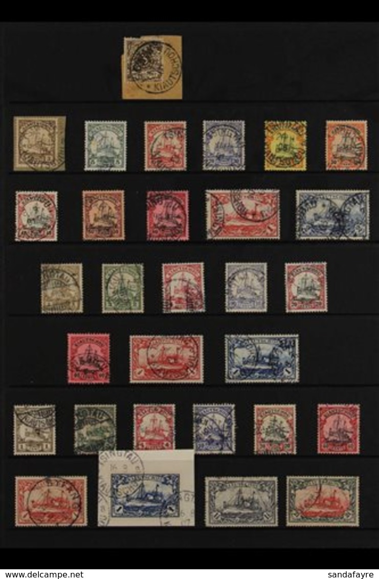 KIAUTSCHOU  1898-1919 FINE USED COLLECTION Presented On A Stock Page That Includes 1898 3pf Brown Opt'd "China" Tied To  - Autres & Non Classés