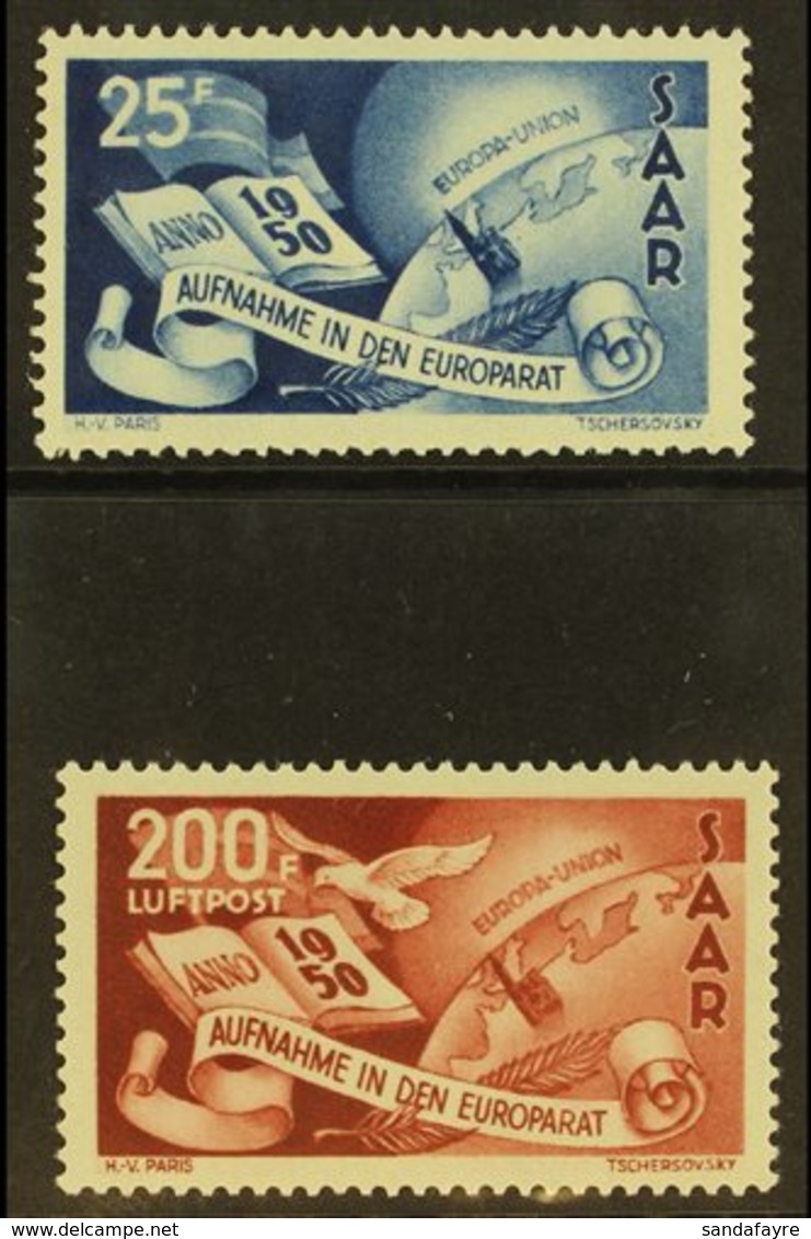 1950  Council Of Europe Complete Set (Michel 297/98, SG 294/95), Never Hinged Mint, Fresh. (2 Stamps) For More Images, P - Autres & Non Classés