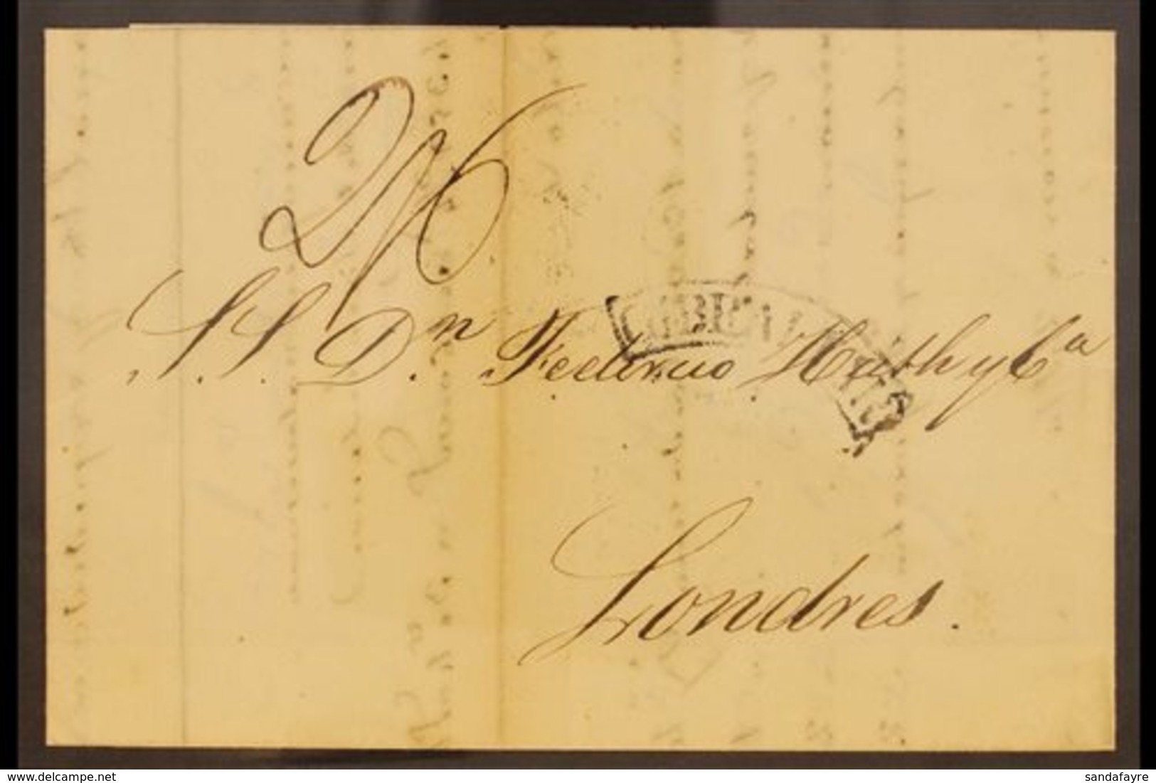 1839  (30th June) E/L To London Bearing A Manuscript Charge Of 2s6d, Curved Boxed Gibraltar, A London Triple Arc Receivi - Gibilterra