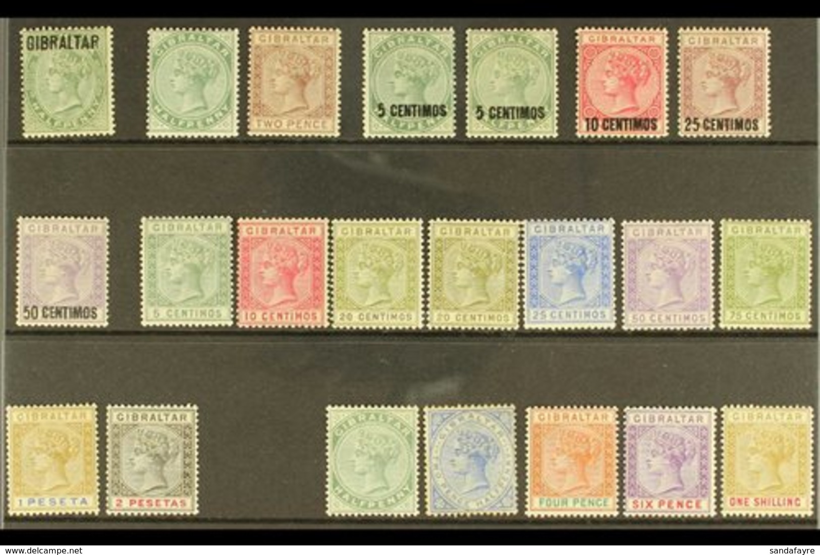 1886-1898 MINT QV SELECTION  An ALL DIFFERENT Selection Presented On A Stock Card That Includes 1886 "Gibraltar" Opt'd H - Gibilterra
