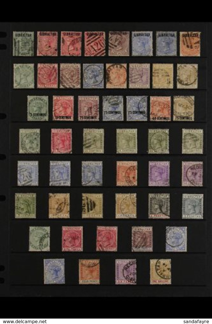 1886-1898 QUEEN VICTORIA USED COLLECTION  Presented On A Stock Page that Includes 1886 Bermuda Stamps Opt'd "GIBRALTAR"  - Gibraltar