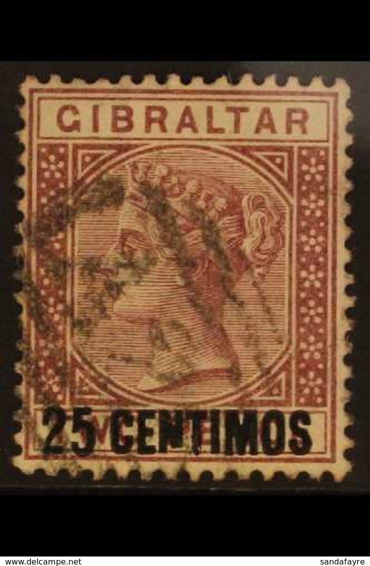 1889  25c On 2d Brown - Purple "BROKEN N" Variety, SG 17b, Fine Used For More Images, Please Visit Http://www.sandafayre - Gibilterra