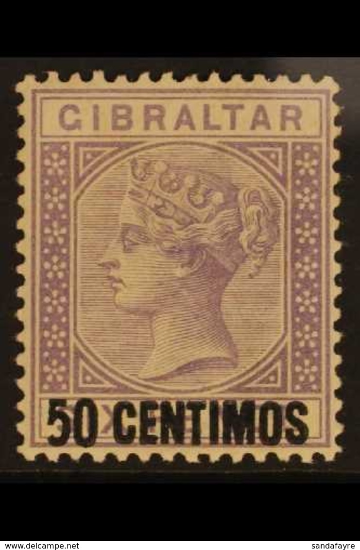 1889  50c On 6d Lilac With "Short Foot To 5" Variety, SG 20a, Fine Mint For More Images, Please Visit Http://www.sandafa - Gibilterra