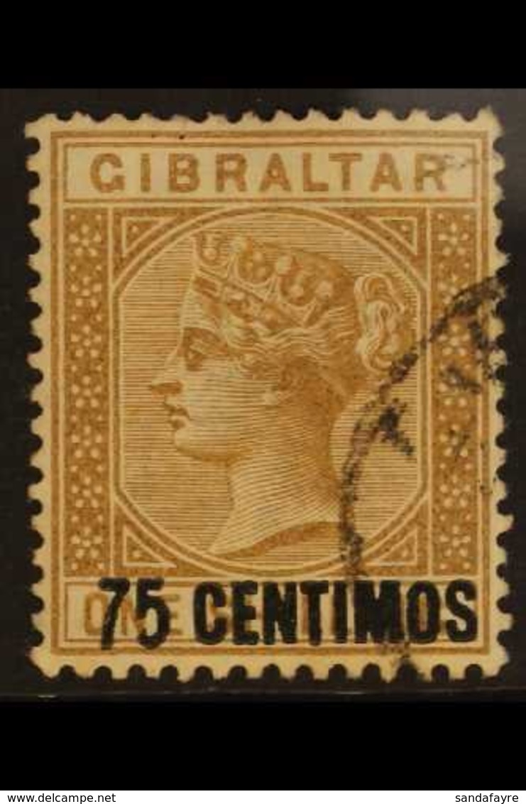 1889  75c On 1s Bistre "Short Foot On 5" Variety, SG 21a, Fine Used For More Images, Please Visit Http://www.sandafayre. - Gibilterra