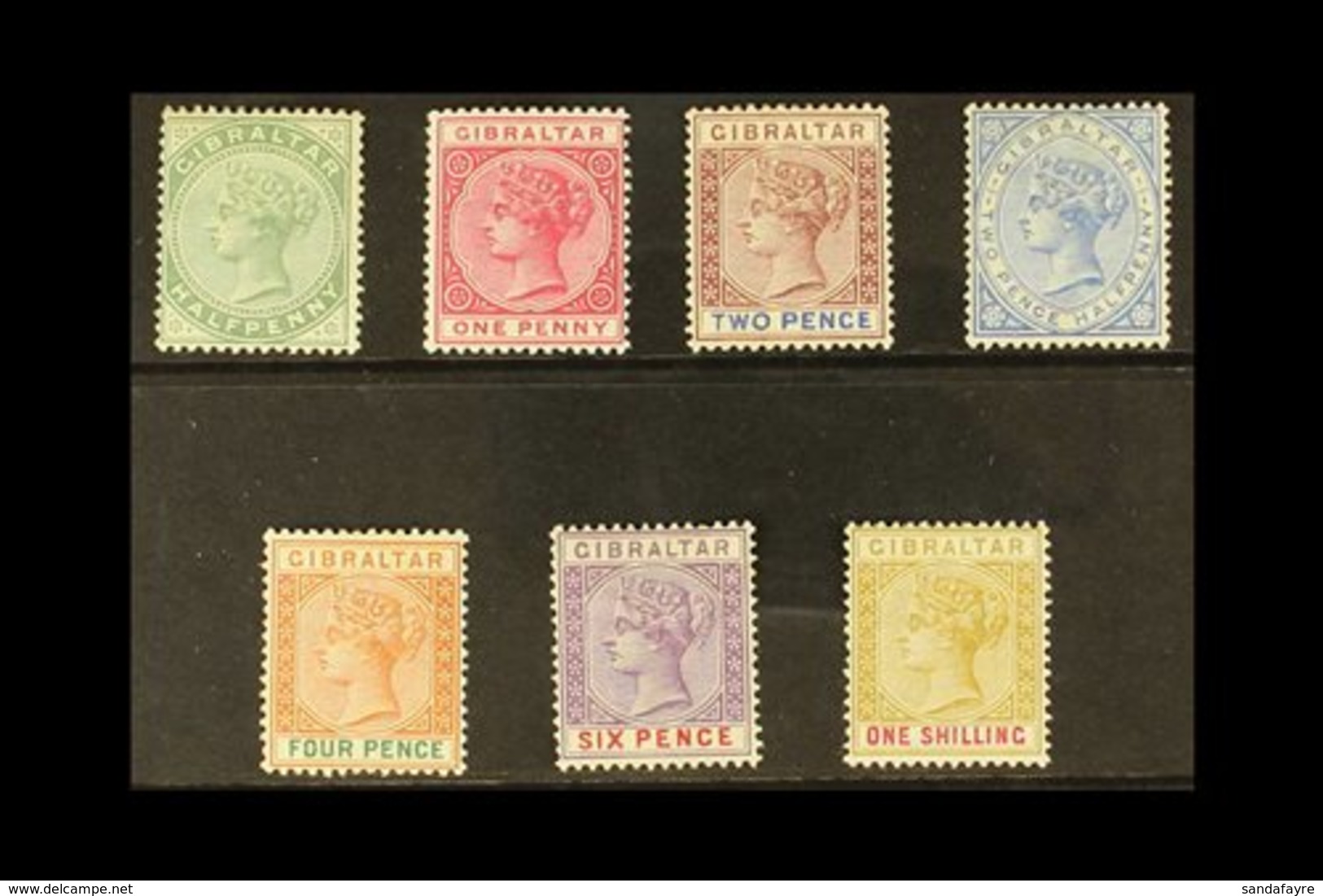 1898  Complete Reissue Set, SG 39/45, Mainly Fine Mint. (7 Stamps) For More Images, Please Visit Http://www.sandafayre.c - Gibraltar