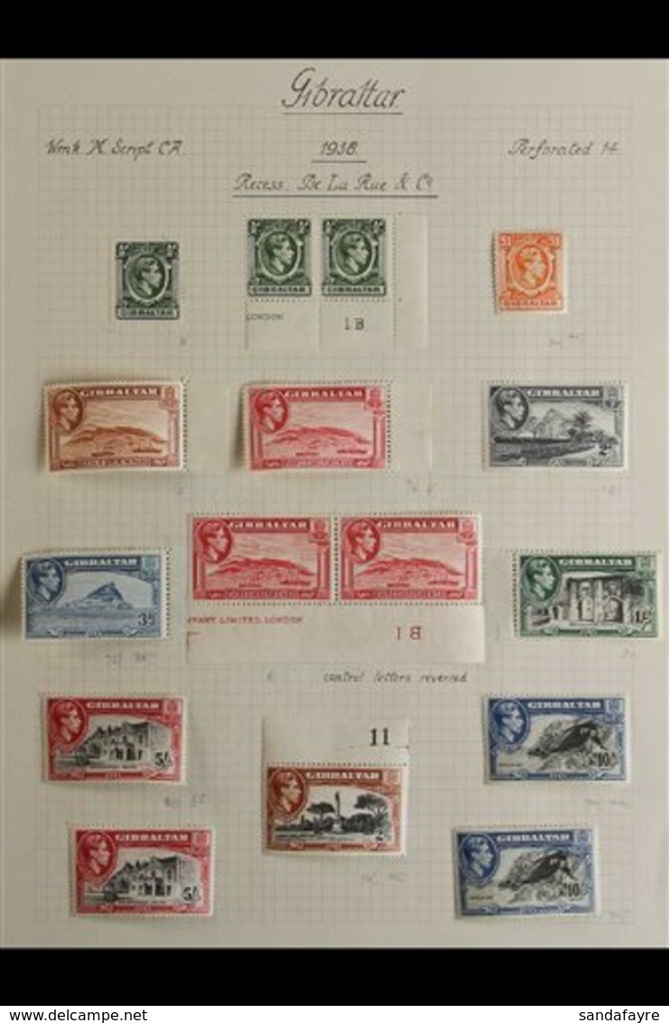 1938-1950 SUPERB MINT COLLECTION  On Leaves, Some Stamps Are Never Hinged. Includes 1938-51 Pictorials Set With Most Per - Gibilterra