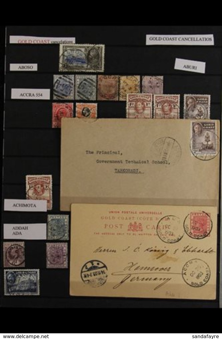 POSTMARKS  Nice Range Of Stamps From QV To First QEII Defin Issues, Note 1928 KGV 5s With KADE Pmk, Incl. A Few Numerals - Goldküste (...-1957)