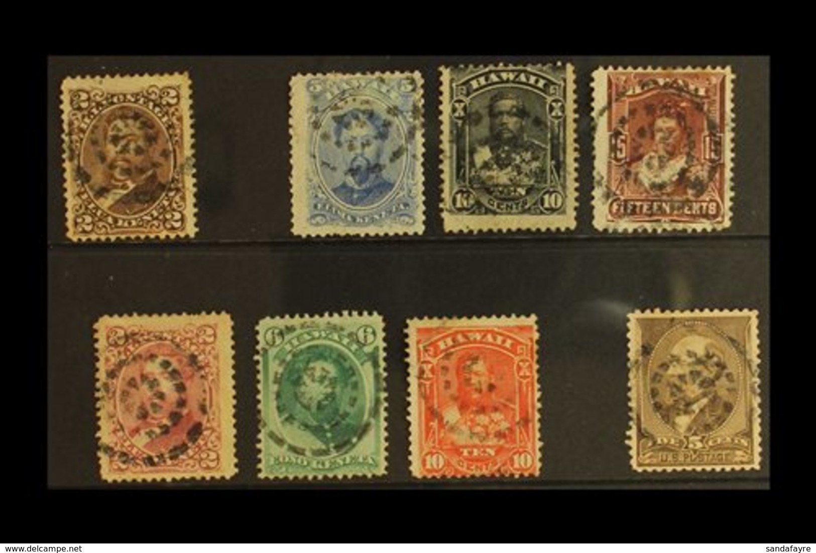 POSTMARKS  DISTINCTIVE TARGET STYLE CANCEL On Range Of 1875-86 Issues, All Different With Values To 15c, Plus USA 1882 5 - Hawaï