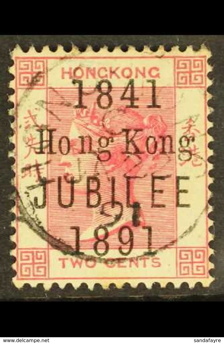 1891  2c Carmine "Jubilee" Overprint With SPACE BETWEEN "O" AND "N" OF "HONG" Overprint Variety, SG 51f, Very Fine Used. - Otros & Sin Clasificación