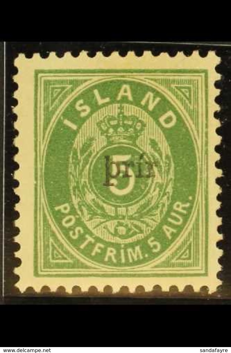 1897  3(a) On 5a Green, Perf.12¾, Type I Overprint With "prir" Only, Mi 19BI, SG 40, Facit 36, Mint. For More Images, Pl - Altri & Non Classificati