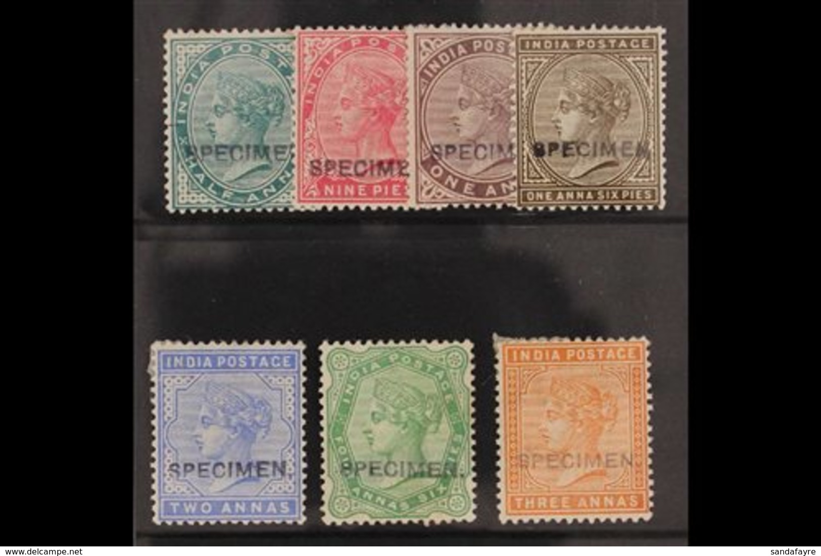 1882 - 1892  Selection Of Values To 3a Incl 1892 2a 6p Green Overprinted "Specimen", Fine To Very Fine Mint. (6 Stamps)  - Otros & Sin Clasificación