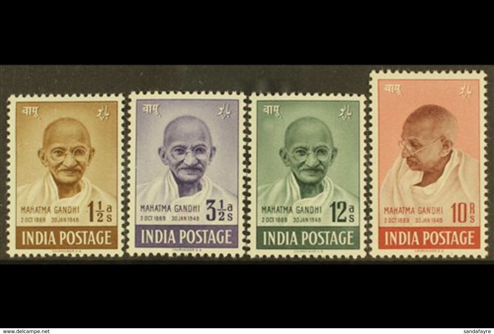 1948  First Anniversary Of Independence, Gandhi Complete Set, SG 305/8, Mint, Fresh Appearance (4). For More Images, Ple - Otros & Sin Clasificación