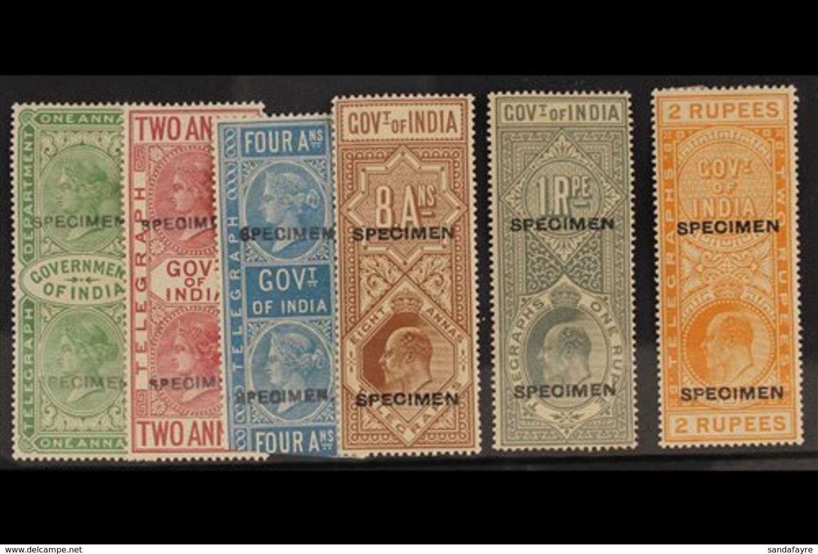 TELEGRAPHS  Small Mint Selection Of Whole Stamps With "Specimen" Overprints Including 1869 1a - 4a, 1904 Ed VII 8a - 2r, - Autres & Non Classés