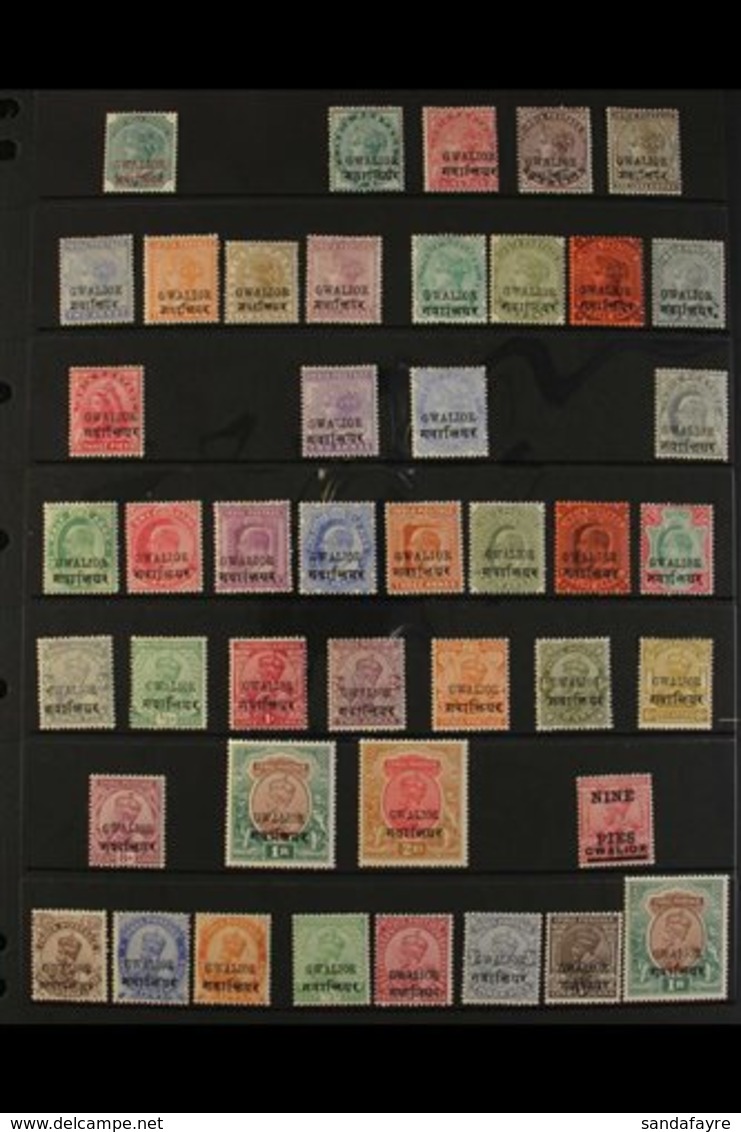 GWALIOR  1885-1937 ALL DIFFERENT MINT COLLECTION Presented On A Stock Page. Includes 1885 4a Opt'd In Red, 1885-97 Black - Altri & Non Classificati