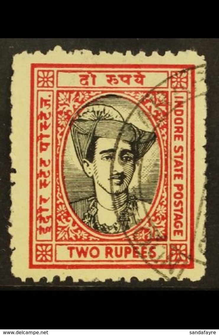 INDORE  1940-46 2R Black And Carmine, SG 42, Used, Corner Crease. For More Images, Please Visit Http://www.sandafayre.co - Sonstige & Ohne Zuordnung