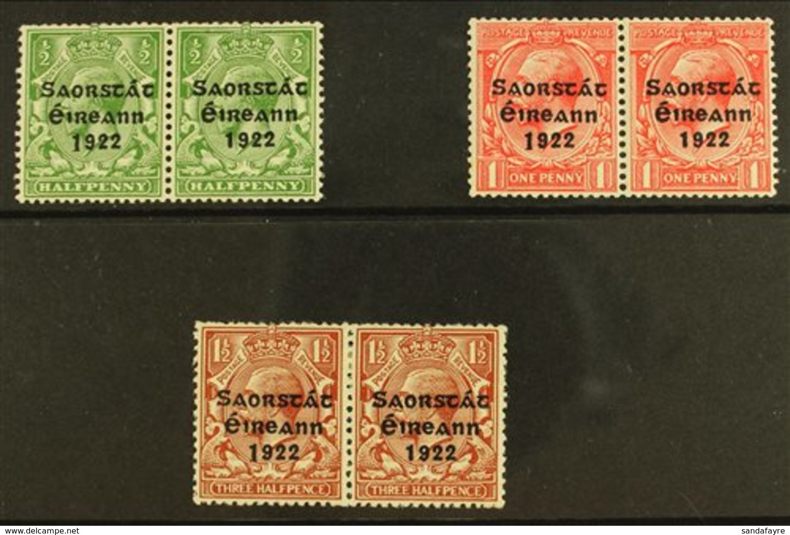 1922-23  ½d Green 1d Scarlet & 1½d Red-brown, SG 67/69, Fine Mint Horizontal PAIRS With All The Left Stamps Showing LONG - Autres & Non Classés