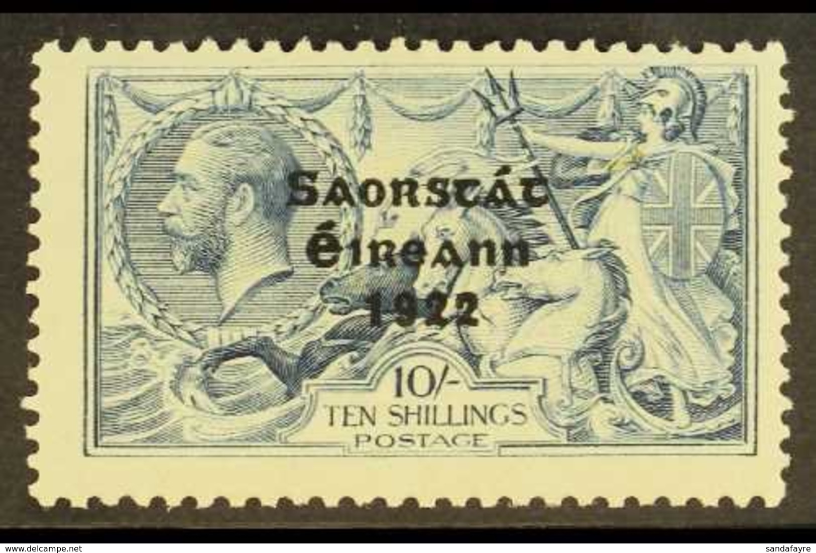 1922-23  10s Dull Grey-blue With Three Line Overprint, SG 66, Fine Mint. For More Images, Please Visit Http://www.sandaf - Sonstige & Ohne Zuordnung