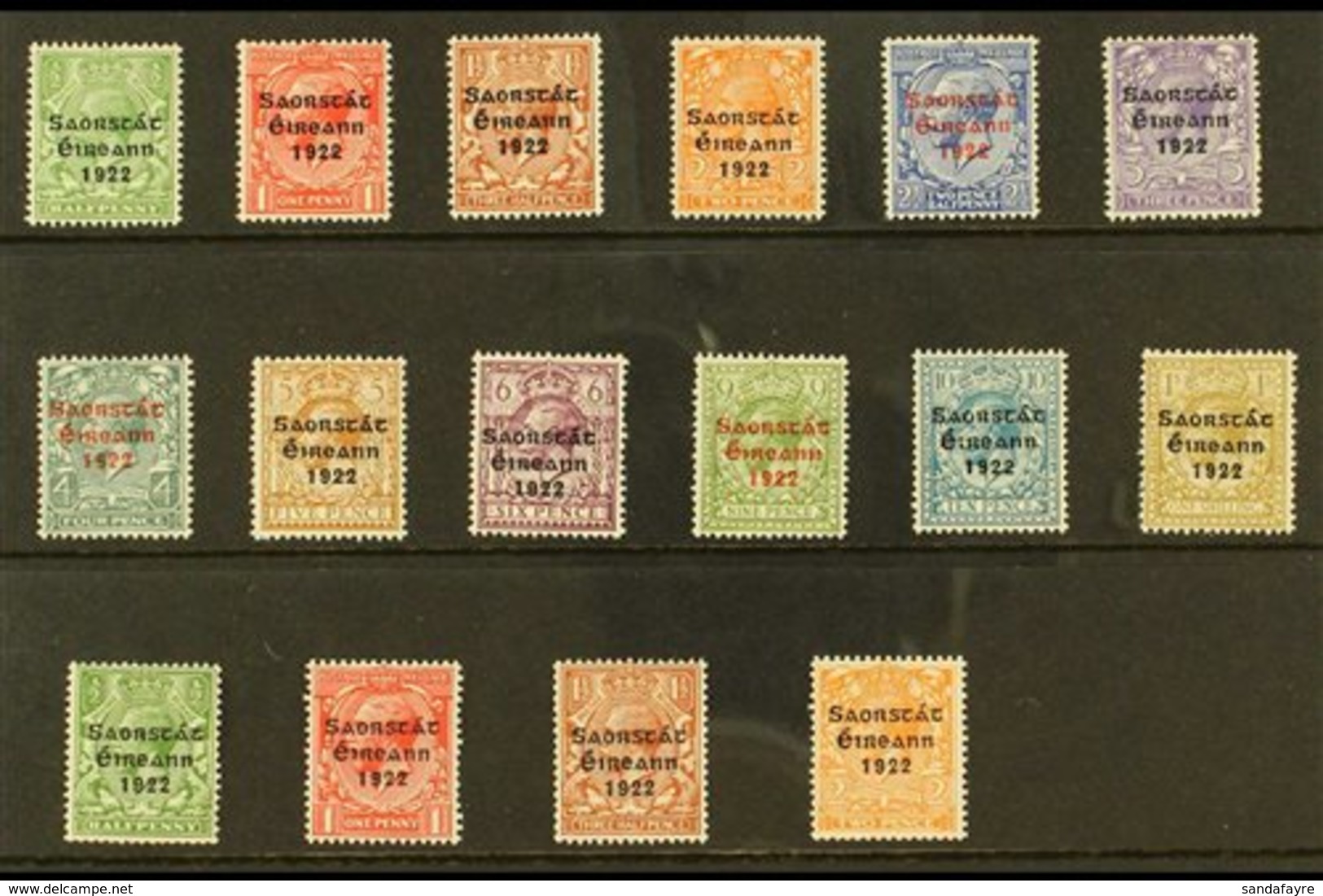 1922-23 IRISH FREE STATE OVERPRINTS  Fine Fresh Mint Collection Comprising Thom Set To 1s (SG 52/63), Plus Harrison Set  - Autres & Non Classés
