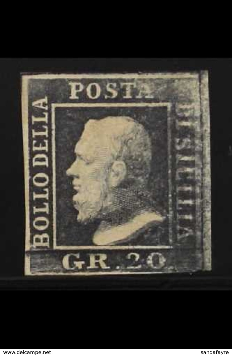 SICILY - 1859 RARE DOUBLE PRINTING  20 Gr. Slate Grey, A Mint Example Of This Classic First Issue, Showing Stunning DOUB - Ohne Zuordnung