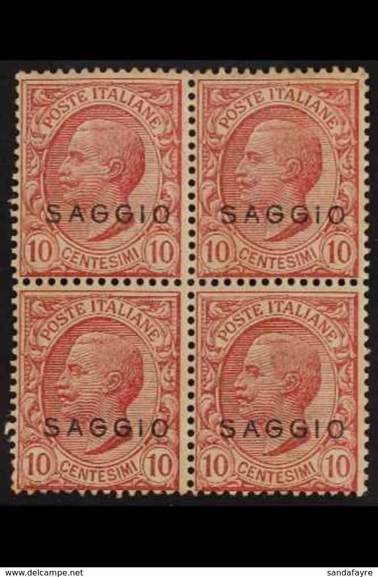 1906  10c Carmine, "Leoni", Mint Block Of 4 Overprinted "Saggio", Sass 82 Var, Fine Mint. For More Images, Please Visit  - Zonder Classificatie