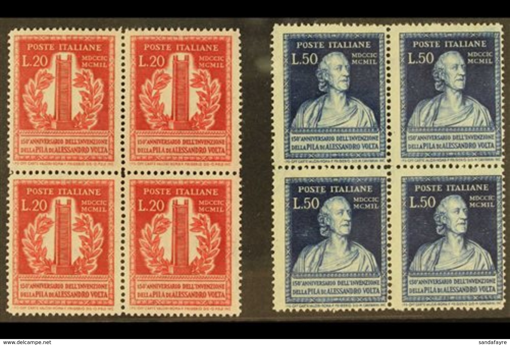 1949  Volta's Discovery Of The Electric Cell Perf 14 Complete Set (Sassone 611/12, SG 737/38), Fine Mint (the Lower Stam - Sin Clasificación