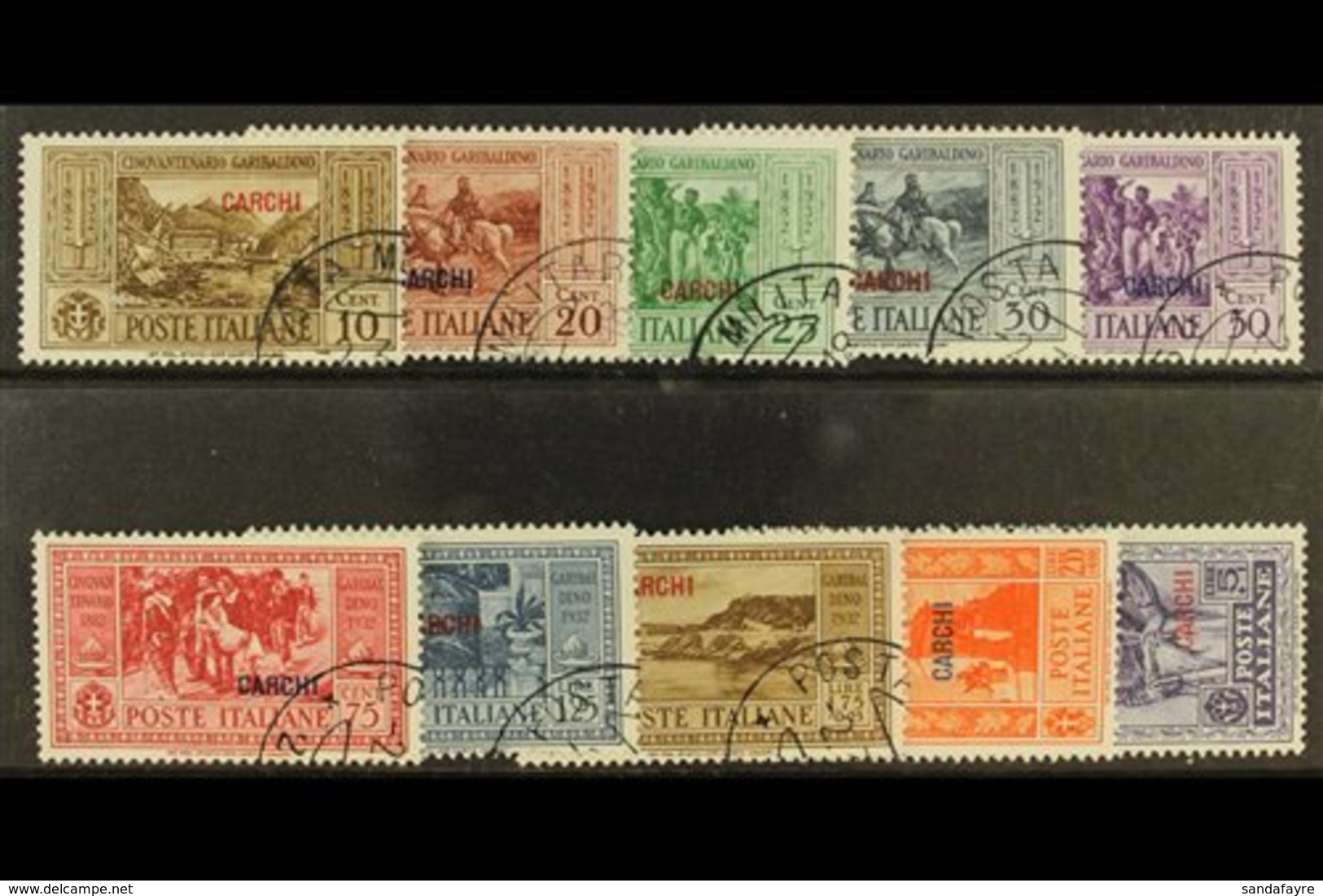 DODECANESE ISLANDS  CARCHI 1932 Garibaldi Set, SG 89/98, Sassone S.50, Very Fine Used (10). For More Images, Please Visi - Autres & Non Classés