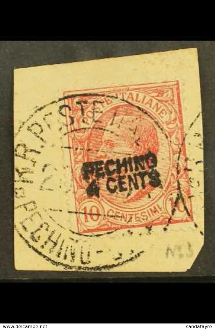 OFFICES IN CHINA - PEKING  1917 4c On 10c Rose, Sass 2, Very Fine Used On Piece With Full Cds Cancel. For More Images, P - Altri & Non Classificati