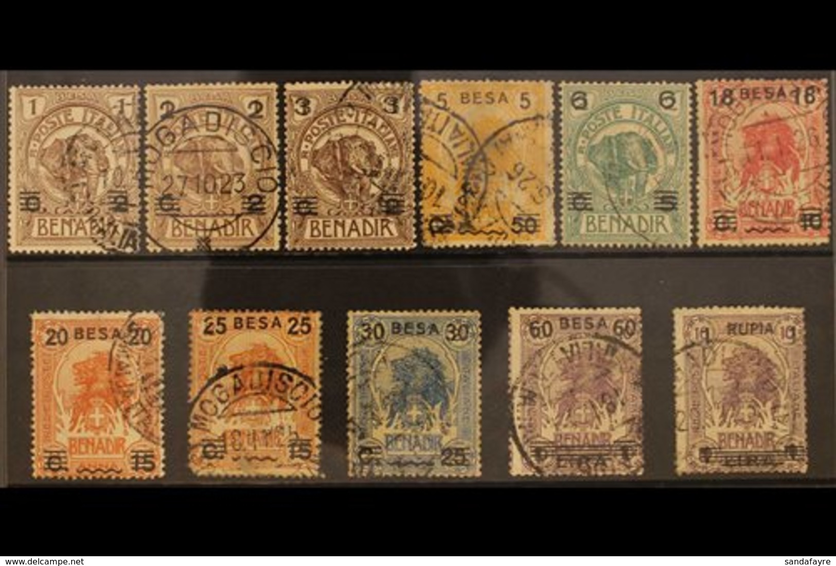 SOMALIA  1923 Surcharges Complete Set (Sass S.9, SG 33/43), Good To Fine Used. (11 Stamps) For More Images, Please Visit - Other & Unclassified