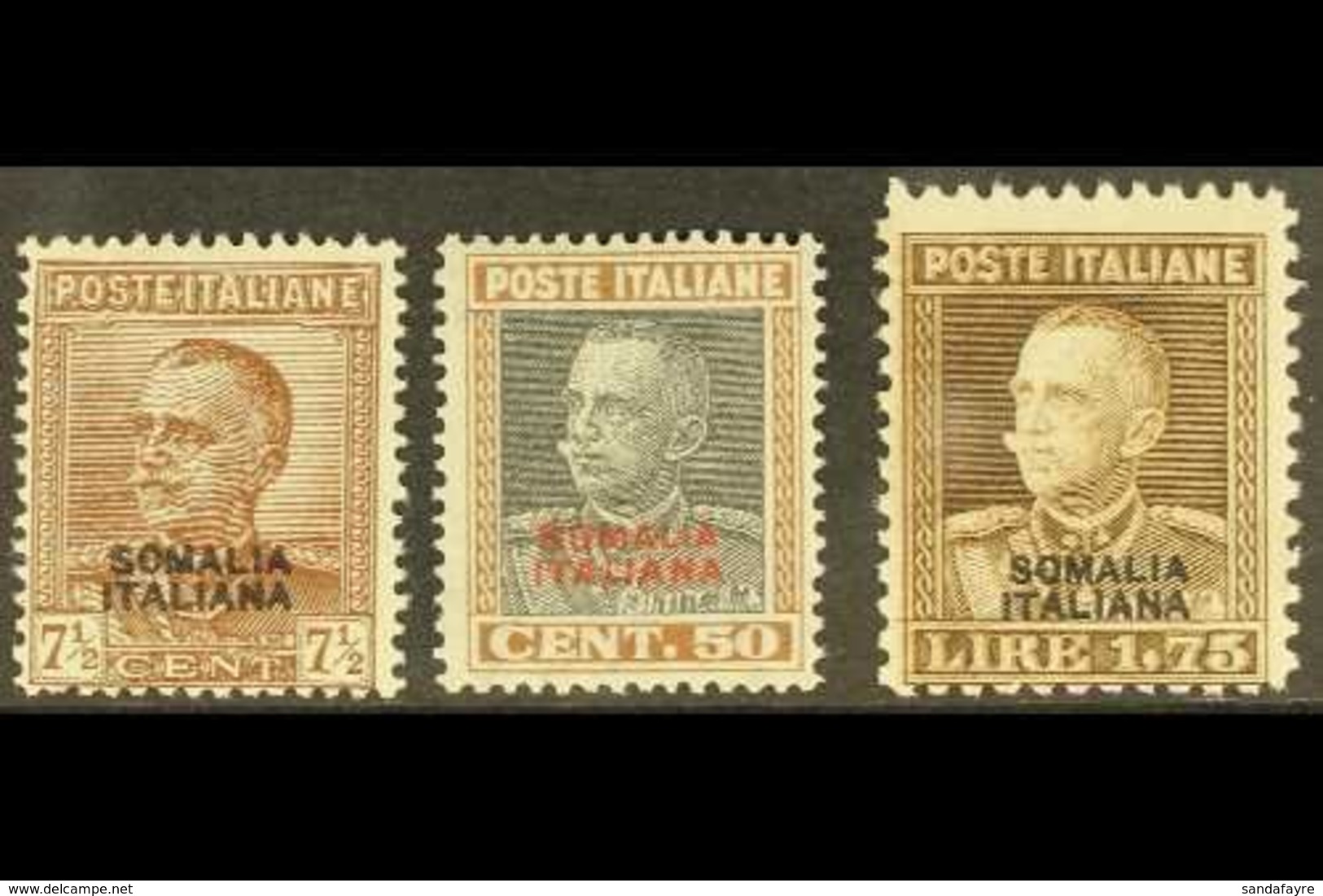 SOMALIA  1928 King Overprints Complete Set, Sassone 116/18 (SG 89, 93 & 99), Never Hinged Mint, Very Fresh. (3 Stamps) F - Andere & Zonder Classificatie