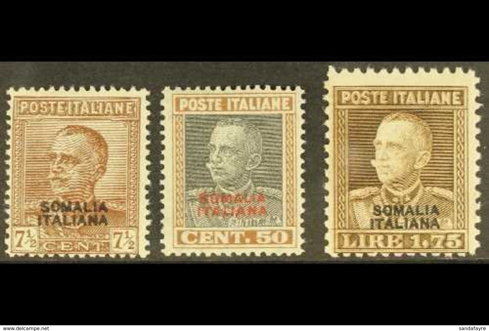 SOMALIA  1928 King Overprints Complete Set, Sassone 116/18 (SG 89, 93 & 99), Never Hinged Mint, Very Fresh. (3 Stamps) F - Otros & Sin Clasificación