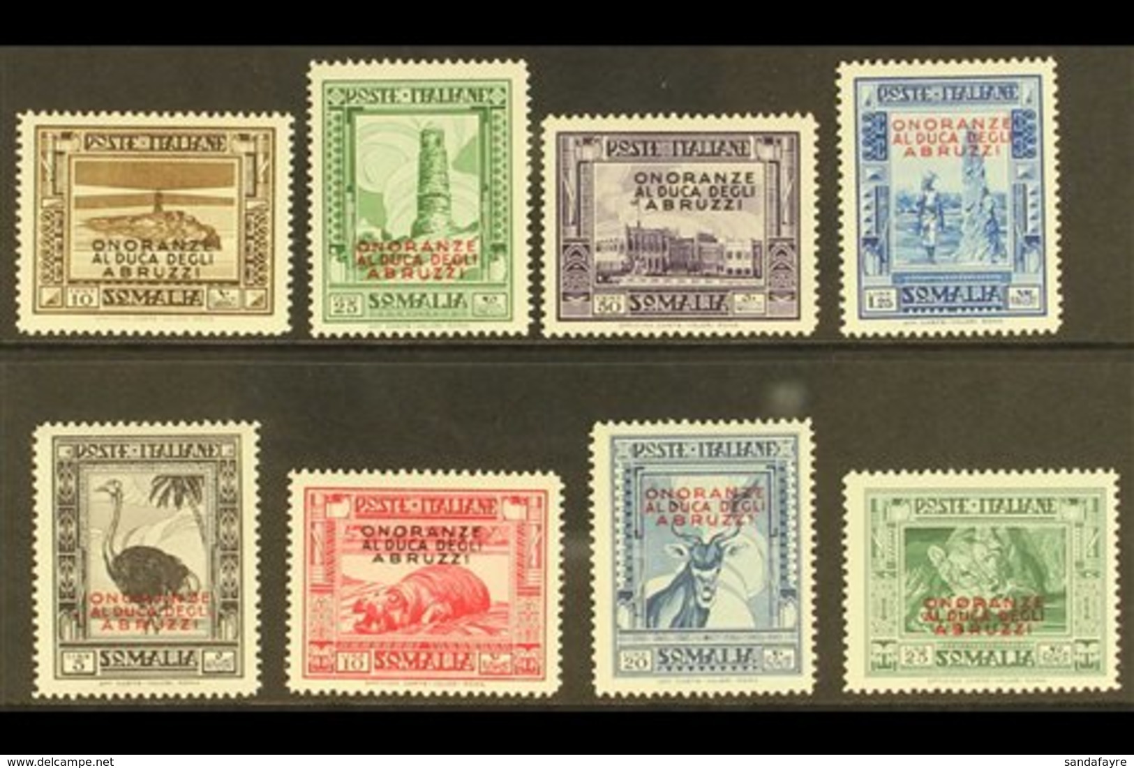 SOMALIA  1934 Duke Of The Abruzzi Overprints Complete Set (Sassone 185/92, SG 179/86), Never Hinged Mint, Very Fresh. (8 - Andere & Zonder Classificatie