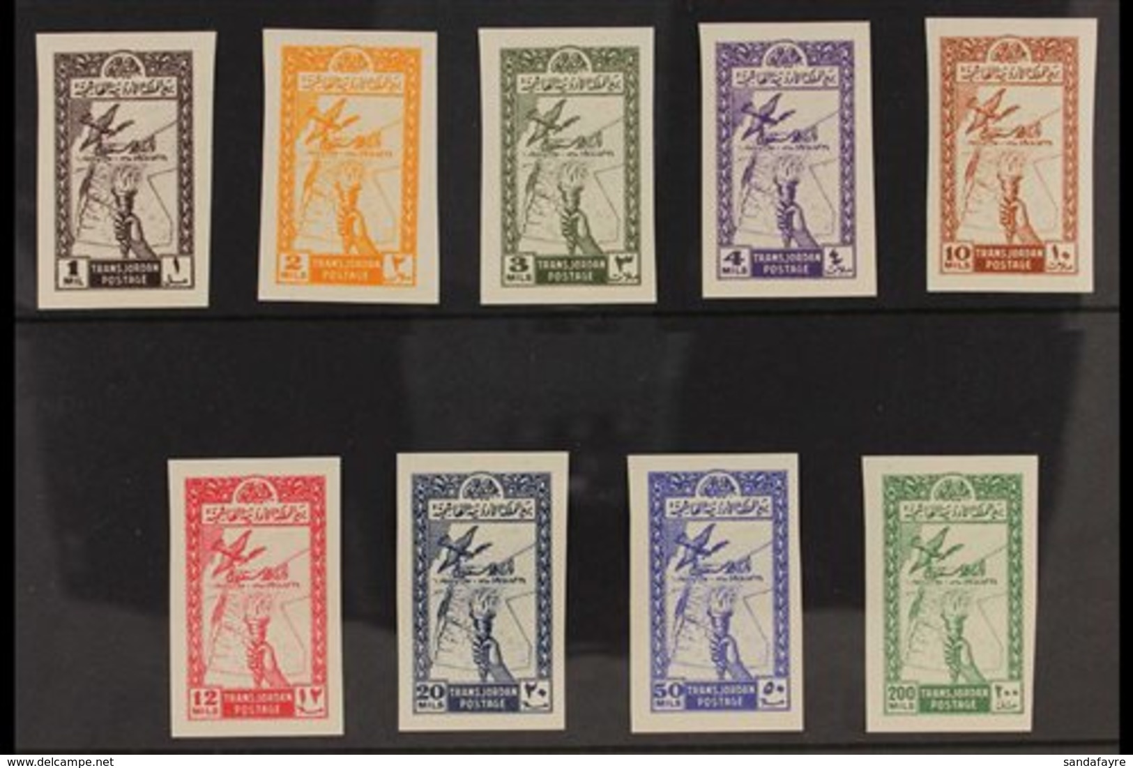 1946  Independence Complete IMPERF Set, Michel 193/201 U (SG 249/57 Var), Very Fine Mint, Fresh. (9) For More Images, Pl - Giordania