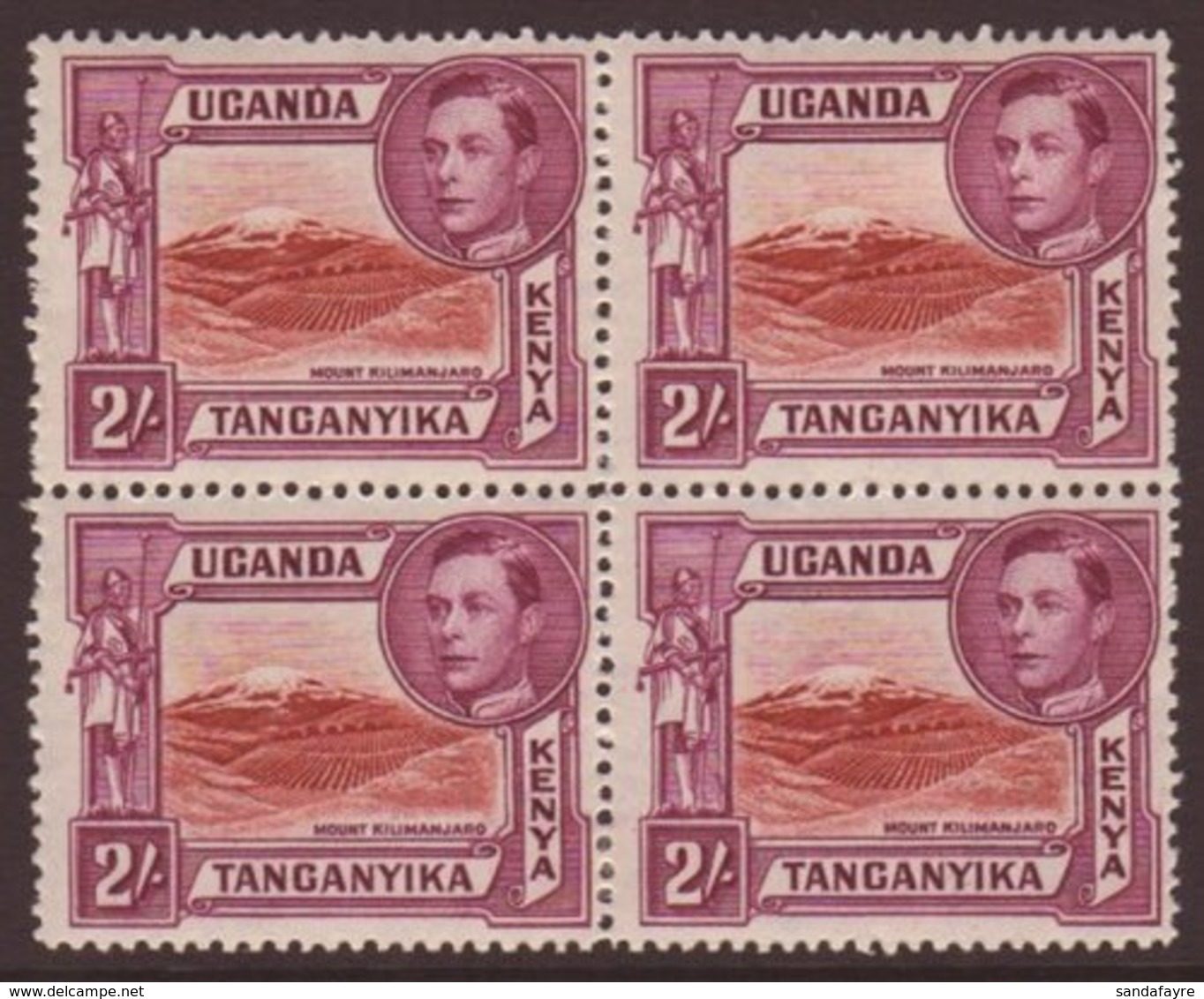 1941  2s Lake Brown And Brown Purple, Perf 14 SG 146a, Fine Mint Block Of Four.  For More Images, Please Visit Http://ww - Vide