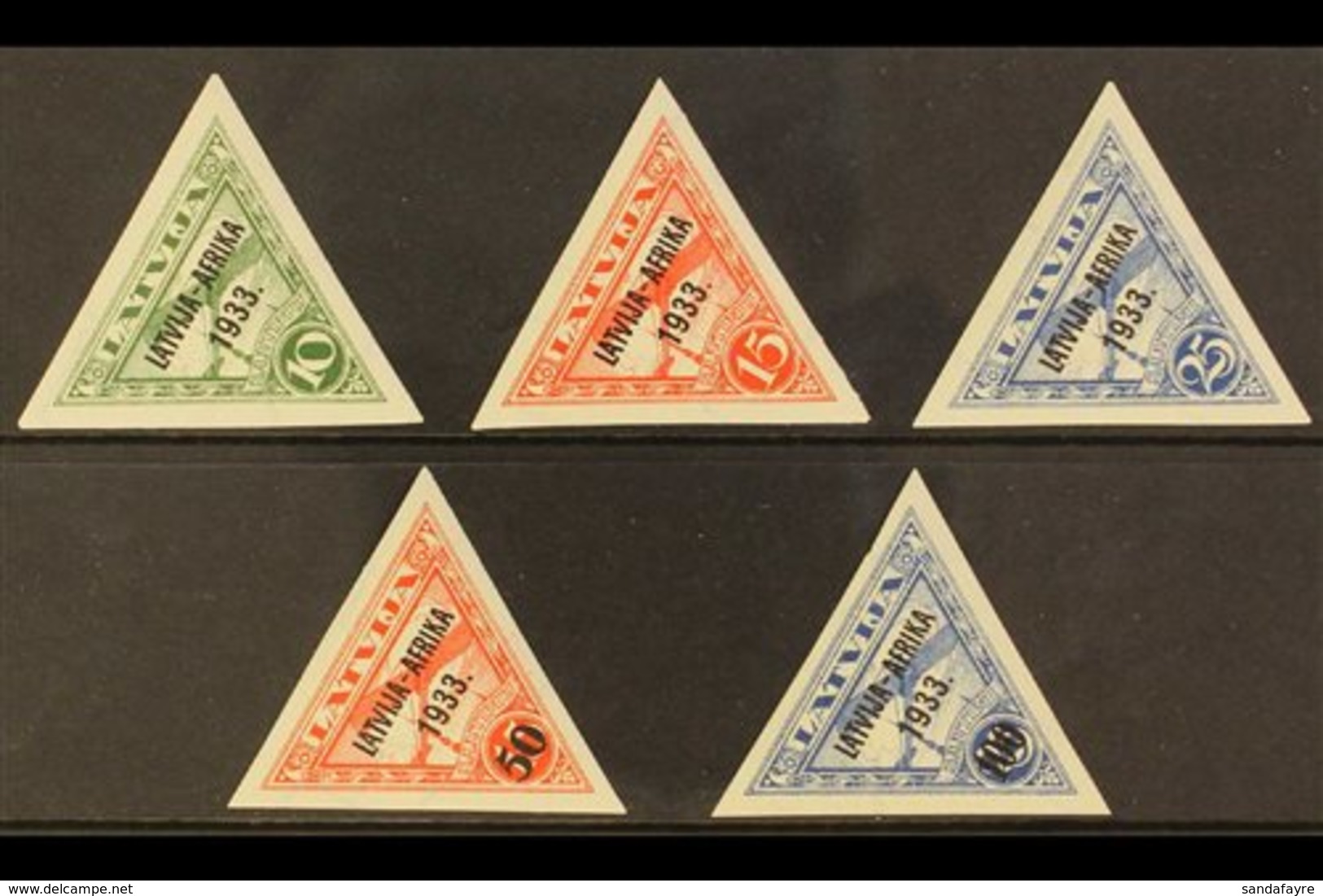 1933  "LATVIJA - AFRIKA" Riga - Bathurst Flight Air Charity Overprints Complete Set (Michel 220/24, SG 235/39), Fine Nev - Latvia