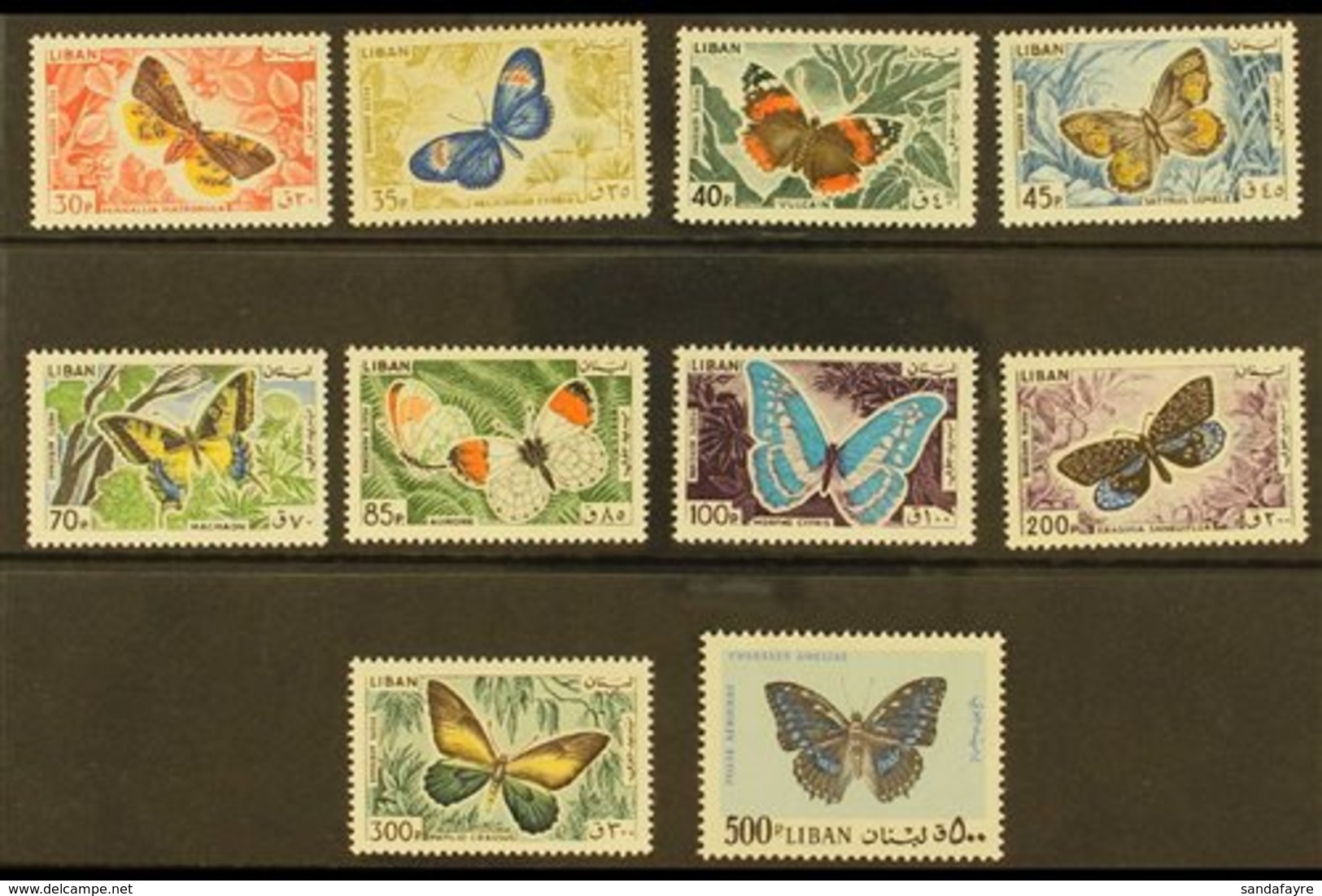 1965  Air Butterflies Complete Set, SG 873/82, Never Hinged Mint. (10 Stamps) For More Images, Please Visit Http://www.s - Líbano